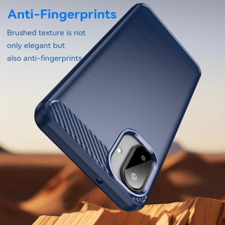 Противоударный чехол Brushed Texture Carbon Fiber на Samsung Galaxy A07 4G - синий