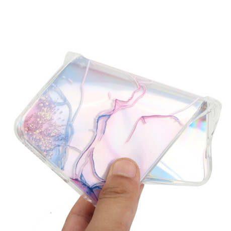 Противоударный чехол Laser Marble для Samsung Galaxy S21 FE - розовый