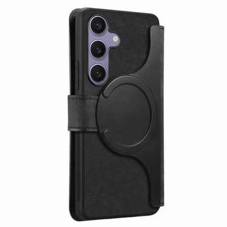 Чехол-книжка CaseNeo MagSafe RFID Anti-theft Retro Leather на Samsung Galaxy S25 FE 5G - черный