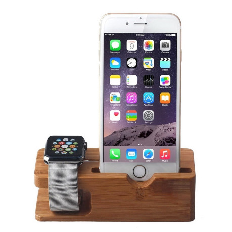 Док Станция Bamboo Wooden для Apple Watch, iPhone 6, 6 Plus, iPhone 5