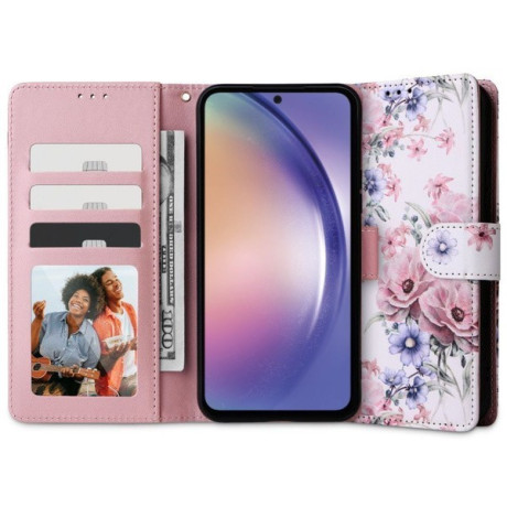 Чехол-книжка Tech-Protect Wallet на Xiaomi Redmi 13C/Poco C65  - pink flowers