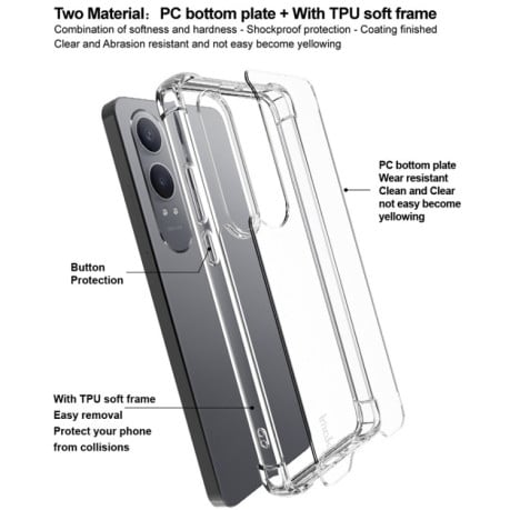 Прозрачный чехол IMAK Space Shield с усиленными углами гибрид на OnePlus Nord CE4 Lite