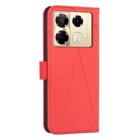 Чехол-книжка Geometric Pattern RFID Leather для Infinix Note 40 Pro 4G / 40 Pro+ 5G - красный