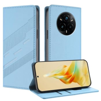 Чехол-книжка Embossed Multi-functional Wallet Retro Leather на Realme 14 Pro+ - голубой