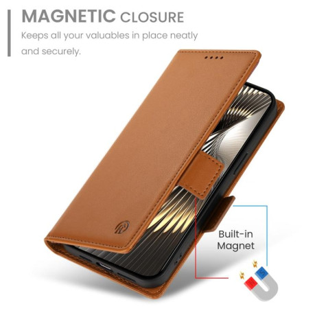 Чехол-книжка Side Buckle Magnetic Frosted Leather для Xiaomi Poco F7 - коричневый