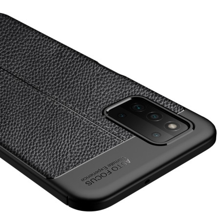 Противоударный чехол Litchi Texture на Samsung Galaxy A03s - синий