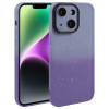 Противоударный чехол Gradient Starry Silicone Phone Case with Lens Film для iPhone 15 Plus -  серо-фиолетовый