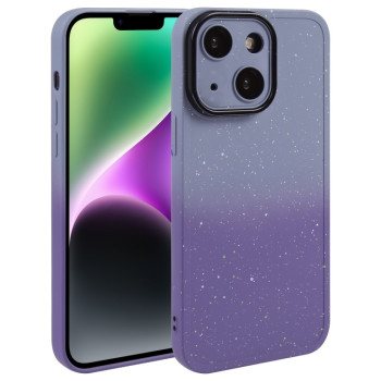 Протиударний чохол Gradient Starry Silicone Phone Case with Lens Film для iPhone 15 Plus - сіро-фіолетовий