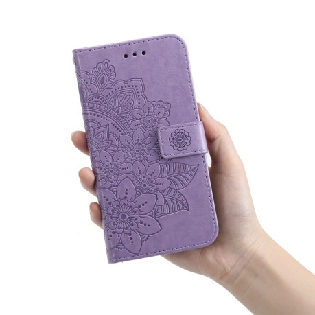 Чехол-книжка 7-petal Flowers Embossing для Xiaomi Redmi 10 - фиолетовый