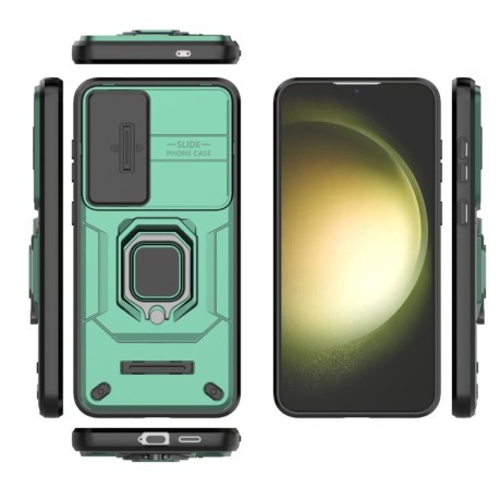 Противоударный чехол Sliding Camshield для Samsung Galaxy S24+ 5G - зеленый