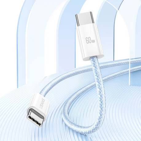 Кабель для швидкого заряджання USAMS US-SJ656 U86 PD60W USB-C/Type-C до USB-C/Type-C Rainbow Braided Fast Charging Data Cable, Length: 1.2m - білий