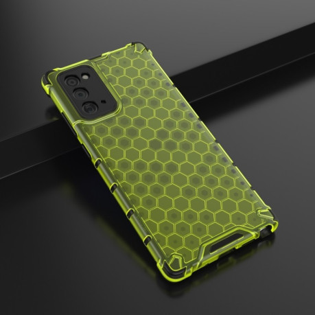 Противоударный чехол Honeycomb на Samsung Galaxy Note 20 - зеленый