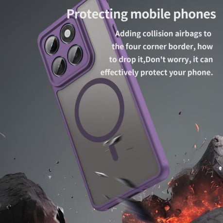 Противоударный чехол Fan Dun Series TPU Hybrid PC Frosted Magsafe для Motorola Edge 60 Pro - фіолетовий