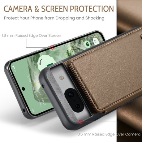 Чехол CaseMe C22 Card Slots Holder RFID Anti-theft для Google Pixel 8a - коричневый