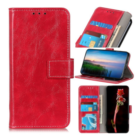 Чехол-книжка Magnetic Retro Crazy Horse Texture на OnePlus Nord 2T - красный