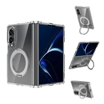 Магнитный чехол Escase с поворотным держателем на Samsung Galaxy Fold8 5G — прозрачный