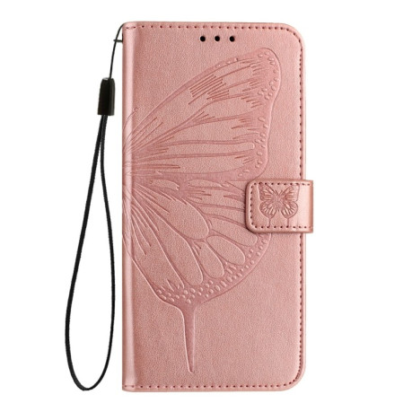 Чохол-книжка Embossed Butterfly для OPPO Reno12 F/12 FS 5G Global – рожеве золото