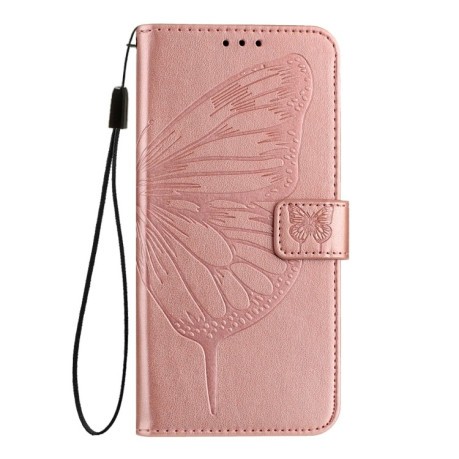 Чехол-книжка Embossed Butterfly для iPhone 16e - розовое золото