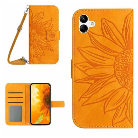 Чохол-книжка Skin Feel з малюнком соняшника на Samsung Galaxy A07 5G - жовтий