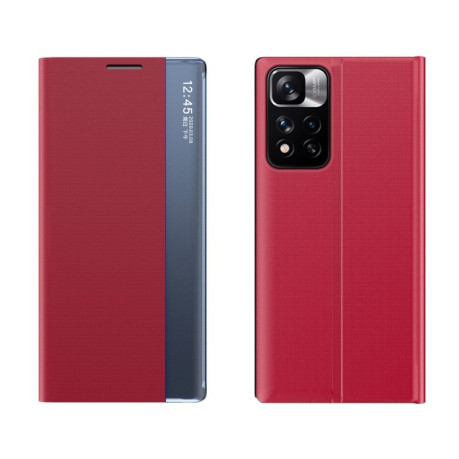 Чехол-книжка Clear View Standing Cover на Xiaomi Redmi Note 11/11s - красный