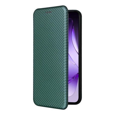 Чохол-книжка Carbon Fiber Texture на OPPO Reno13 5G Global - зелений