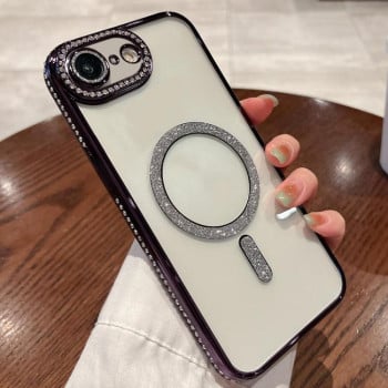 Противоударный чехол Diamond Gradient Plated MagSafe для  iPhone 16e - фиолетовый