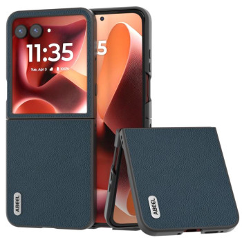 Протиударний чохол ABEEL Genuine Leather Litchi Texture на Motorola Razr 70 Ultra — зелений