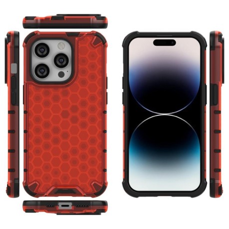 Противоударный чехол Honeycomb на iPhone 15 Pro Max - красный