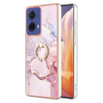Чехол Electroplating with Ring Holder для Motorola Moto G85 - Rose Gold