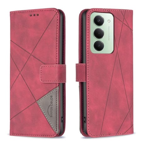 Чехол-книжка с фактурой Rhombus и магнитным хлястиком на Xiaomi Redmi 15 5G Global / 15 4G SEA 169.5mm - красный