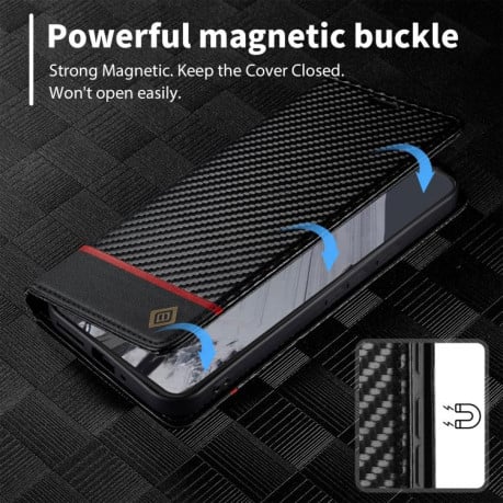 Чохол-книжка LC.IMEEKE з фактурою Carbon Fiber на Google Pixel 10 / 10 Pro - Black