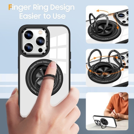 Ударозахисний чохол Magnetic Rotating Ring Holder на iPhone 16 Pro Max - чорний