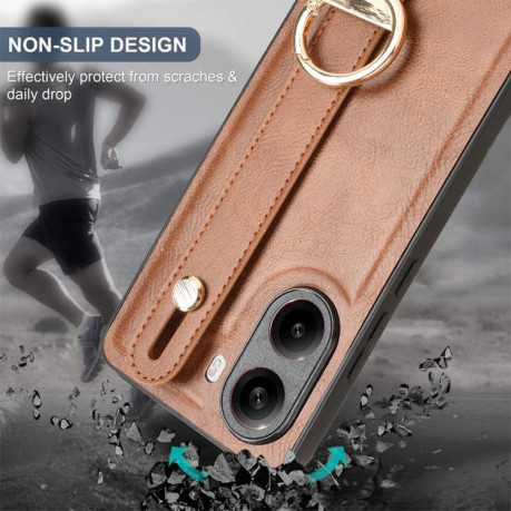 Протиударний чохол Wristband Leather Back для Xiaomi Poco X7 Pro 5G - коричневий