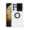 Противоударный чехол Sliding Camera with Ring Holder для Samsung Galaxy S22 Plus 5G - прозрачно- черный