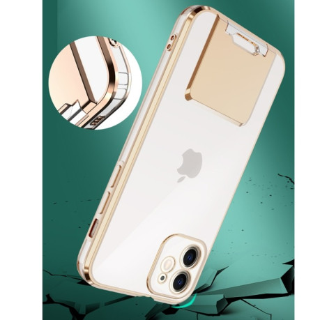 Противоударный чехол Electroplating Casem with Holder для iPhone 11 - золотой