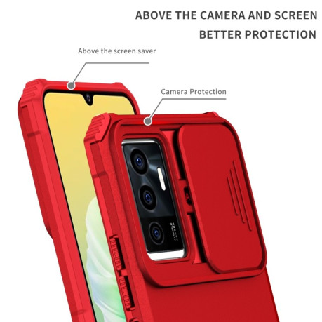Противоударный чехол Stereoscopic Holder Sliding для Vivo V23e / S10e 5G - красный
