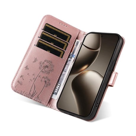 Чехол-книжка Dandelion Embossed Pattern Flip Leather на Xiaomi 15T Pro 5G - золото