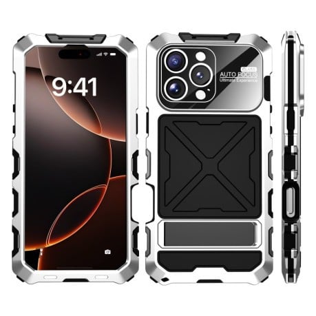 Противоударный чехол R-JUST Life Waterproof для iPhone 16 Pro Max - серебристый