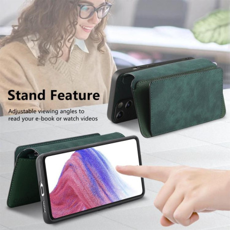 Чехол-книжка CaseNeo MagSafe RFID Anti-theft Zipper Wallet Retro Leather для Realme GT 7 Pro - зеленый