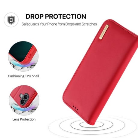 Кожаный чехол-книжка DUX DUCIS Hivo Series на  iPhone 17 - красный