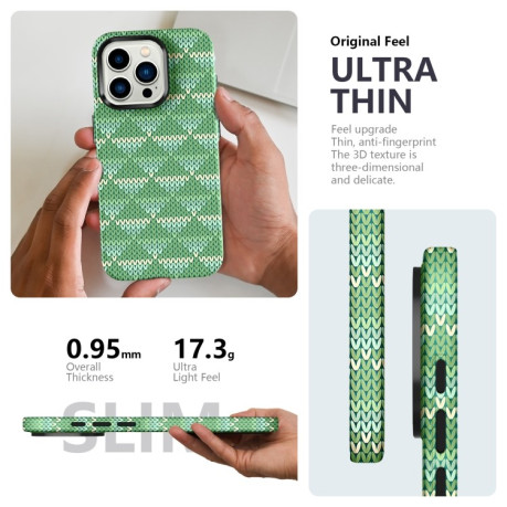 Чехол Textile Texture Matte Ultra-thin для iPhone 15 Pro Max - зеленый