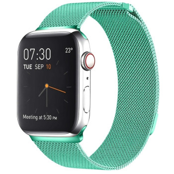 Браслет из нержавеющей стали Milanese Loop Magnetic для Apple Watch Ultra 49mm /45mm /44mm /42mm - светло-зеленый