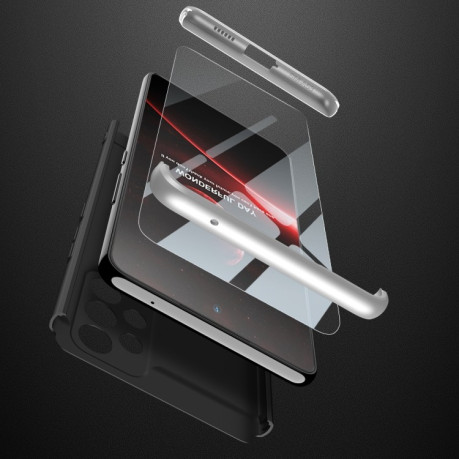 3D чехол GKK Three Stage Splicing Full Coverage на Samsung Galaxy A53 - черно-серебристый