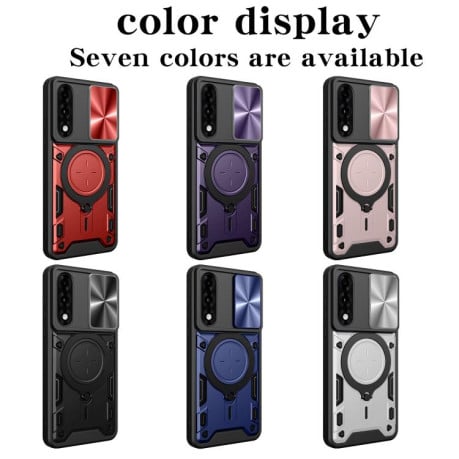 Чохол із шторкою камери CD фактурою та підставкою на OnePlus Ace 5 Ultra/Nord 5 - фіолетовий