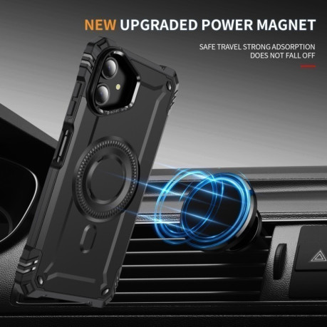 Противоударный чехол MagSafe Lens Holder PC Hybrid TPU для Samsung Galaxy A06 - черный
