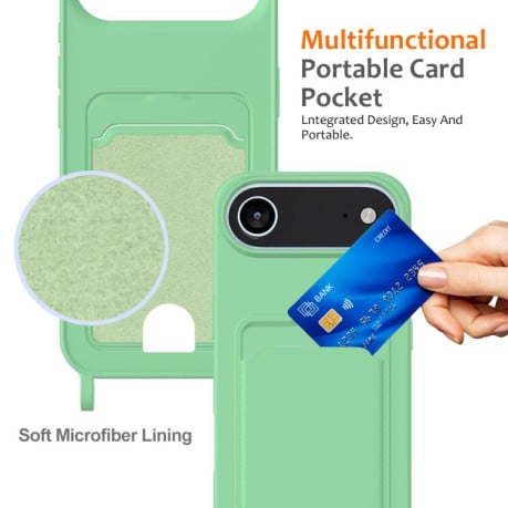 Силиконовый чехол Integrated Card Bag Solid Color Liquid Silicone на iPhone Air - зеленый
