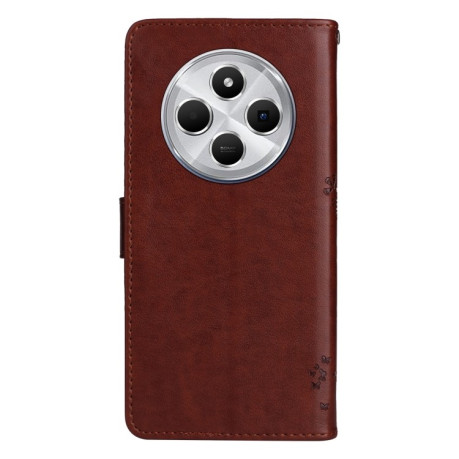 Чехол-книжка Happy Cat Pattern для Xiaomi Redmi 14C 4G/Poco C75/Redmi A4 5G - кофейный