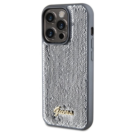 Оригинальный чехол Guess Sequin Script Metal для iPhone 14 Pro Max - silver