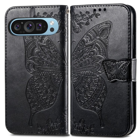 Чохол-книжка Butterfly Love Flower Embossed для Google Pixel 9 - чорний