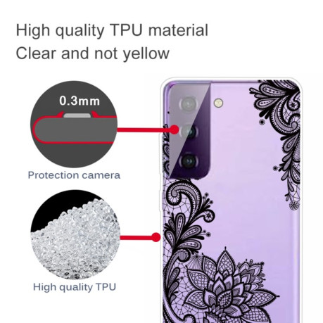 Противоударный чехол Colored Drawing Clear на Samsung Galaxy S21- Black Rose